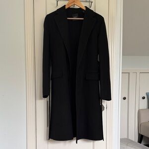 Theory Black Wool Cashmere Robe Coat